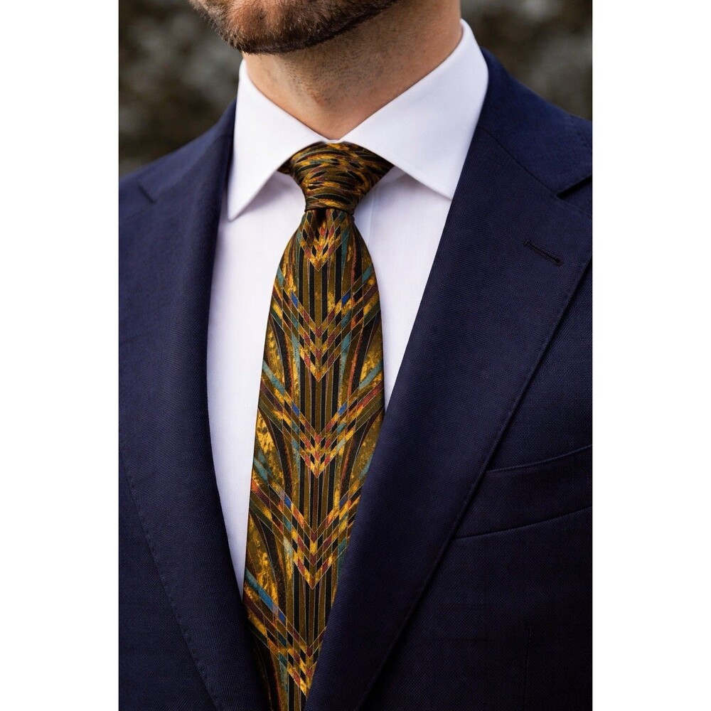 GIANNI THE TIE SHOP MULTICOLOR SILK GEOMETRIC TIE ITALIAN VIBE EUC